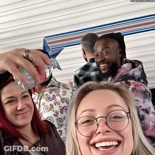 Man Pouring Water Into Woman's Bottle GIF