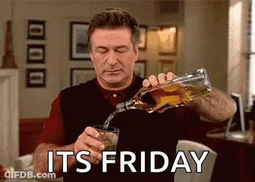 Man Pouring Whiskey Into Glass Saying It's Friday GIF