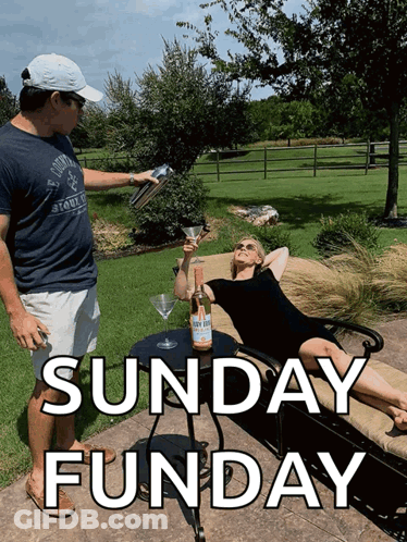 Man Pouring Wine Woman Laying Couch Sunday Funday GIF
