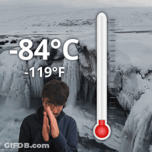 Man Praying By Waterfall With 84°C Thermometer GIF