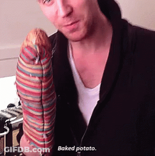 Man Prepared To Baked Hot Potato GIF