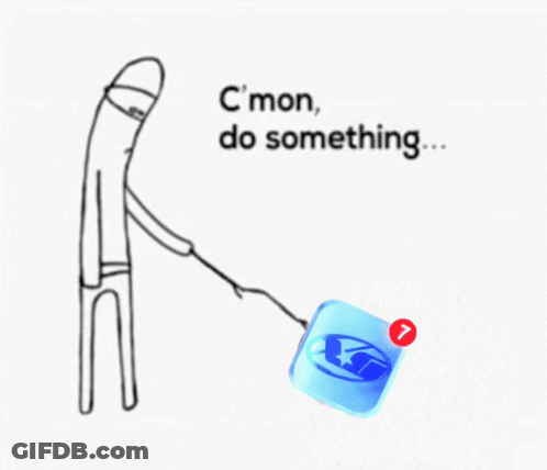 Man Pulling Blue Box Saying C'mon Do Something GIF