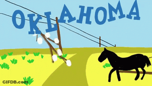 Man Pulling Horse Drawn Carriage With Oklahoma GIF