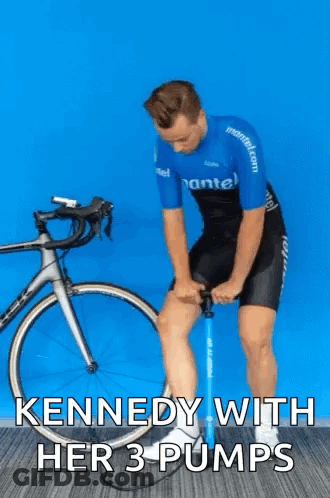Man Pumping Bicycle Tire Kennedy With Her 3 Pumps GIF