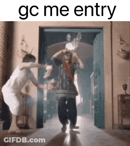 Man Pushed By Woman In Hallway Gc Me Entry GIF