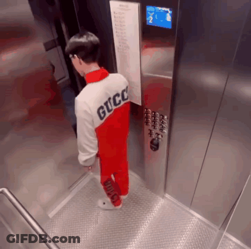 Man Pushing All Elevator Buttons GIF