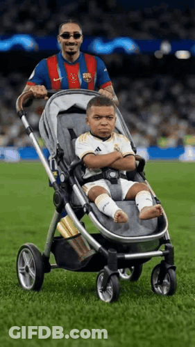 Man Pushing Baby Stroller GIF