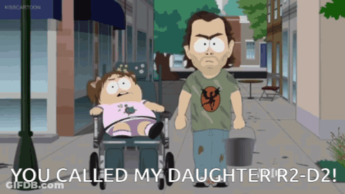 Man Pushing Girl In Wheelchair Saying You Called My Daughter GIF