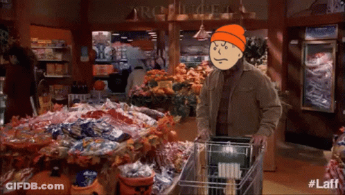 Man Pushing Shopping Cart In Grocery Store With #Laff GIF