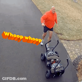 Man Pushing Stroller With Whoop Whoop On Ground GIF