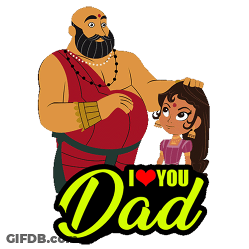 Man Putting Hand On Girl's Head I Love You Dad GIF