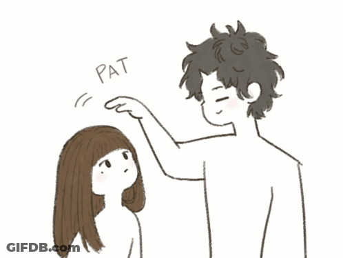 Man Putting Hand On Woman's Forehead Saying Pat GIF