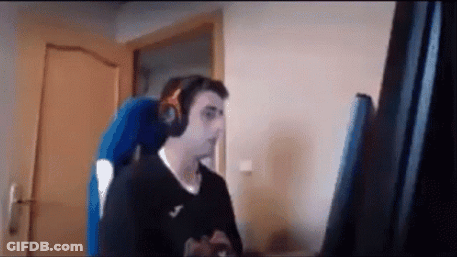 Man Raging Over Keyboard GIF