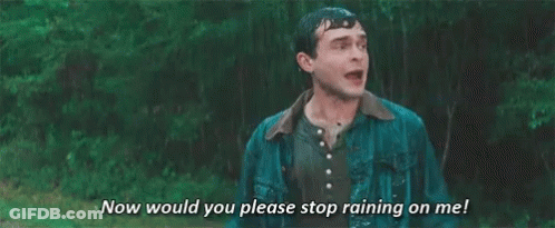 Man Rain Arms Outstretched Saying Please Stop Raining GIF