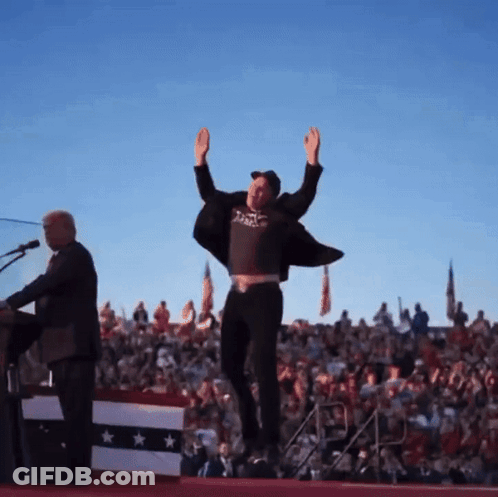 Man Raising Arms In Black Shirt Saying Justice GIF