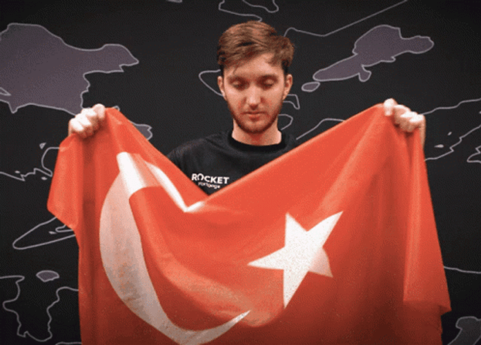 Man Raising Turkey Flag GIF
