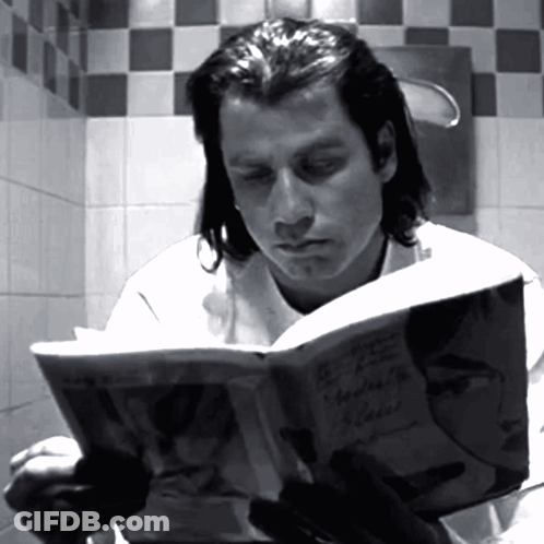 Man Reading Book In Bathroom GIF