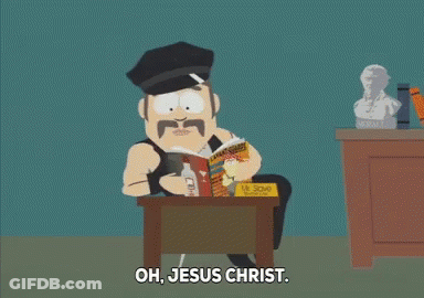 Man Reading Book Saying Oh Jesus Christ GIF