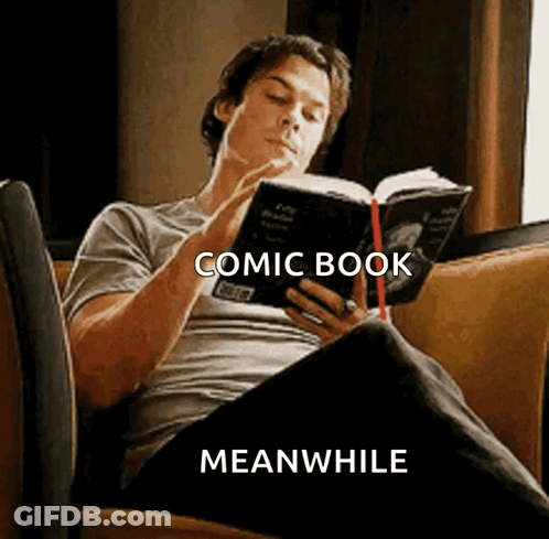 Man Reading Comic Book In Chair GIF