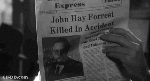 Man Reading Newspaper John Hay Forrest Killed In Accident GIF