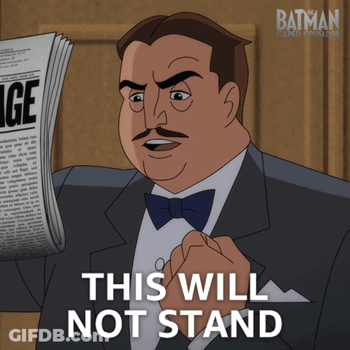 Man Reading Newspaper This Will Not Stand GIF
