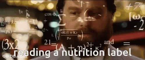 Man Reading Nutrition Label Surrounded By Math GIF