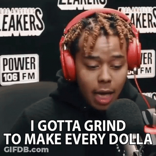 Man Red Headphones Gotta Grind Make Every Dollar GIF