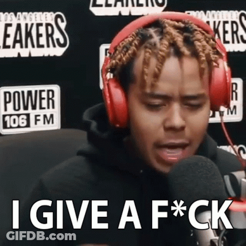 Man Red Headphones Says I Give A F*ck GIF