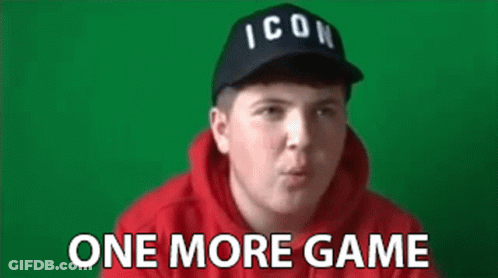 Man Red Hoodie Black Hat Says One More Game GIF