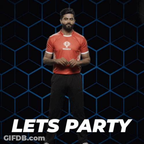 Man Red Shirt Black Pants Lets Party GIF