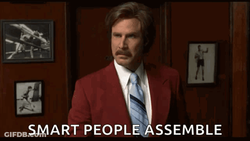 Man Red Suit Blue Tie Smart People Assemble GIF