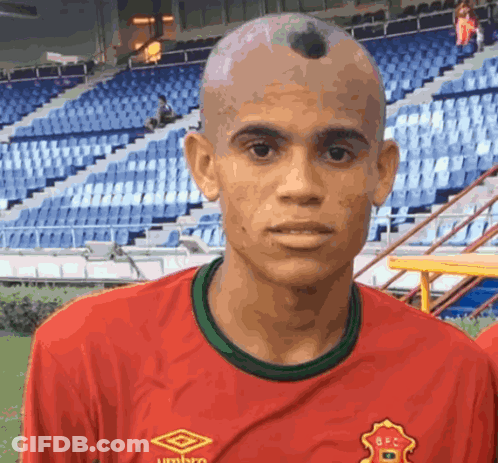 Man Red Umbro Shirt Empty Bleachers GIF