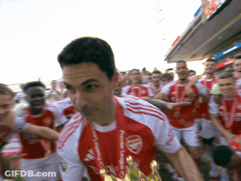 Man Red White Jersey Premier League Medal GIF