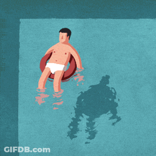 Man Relaxing In Blue Pool GIF