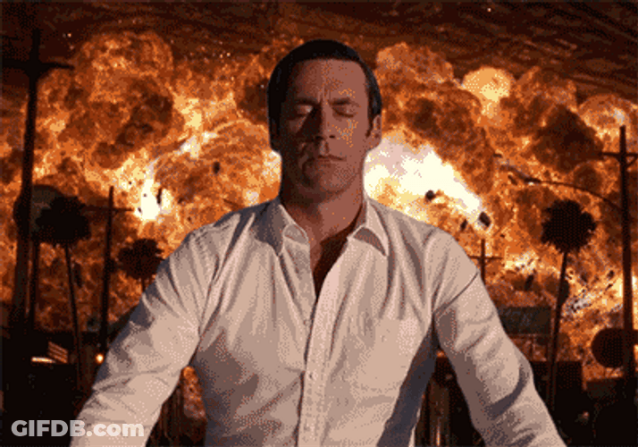 Man Relaxing While Bomb Explosion GIF