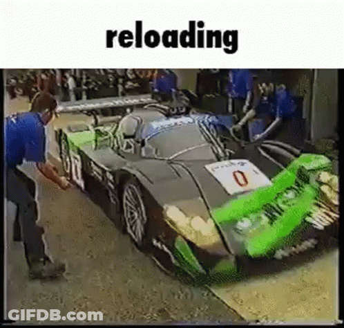 Man Reloading Green Gray Race Car GIF