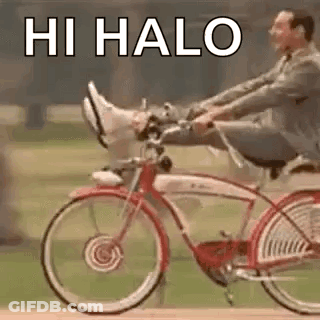 Man Riding Bicycle Feet Up Saying Hi Halo GIF