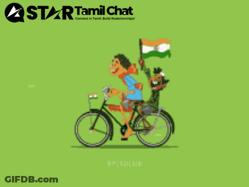 Man Riding Bike And Another Holding Indian Flag GIF