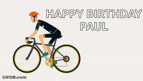 Man Riding Bike Happy Birthday Paul GIF