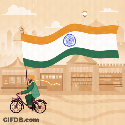Man Riding Bike Holding Flag GIF