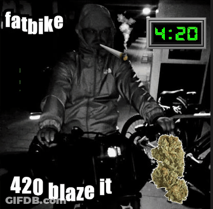 Man Riding Bike Smoking Fatbike 420 Blaze It GIF