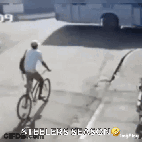 Man Riding Bike Steelers Season GIF