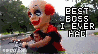 Man Riding Bike With Clown Head Best Boss I Ever Had GIF
