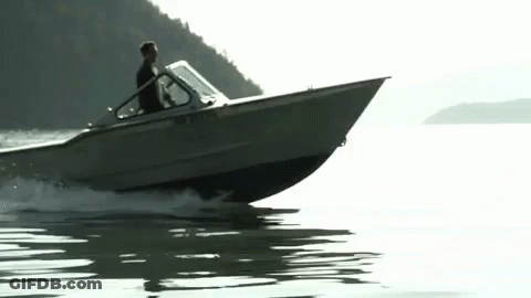 Man Riding Boat With NC License Plate GIF