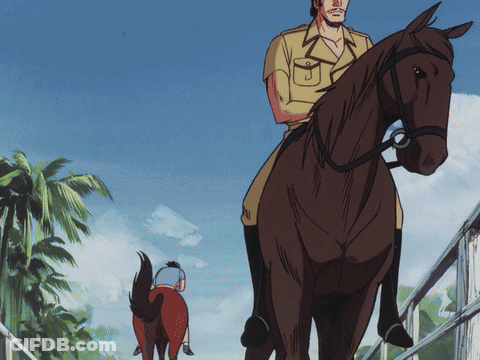 Man Riding Brown Horse GIF