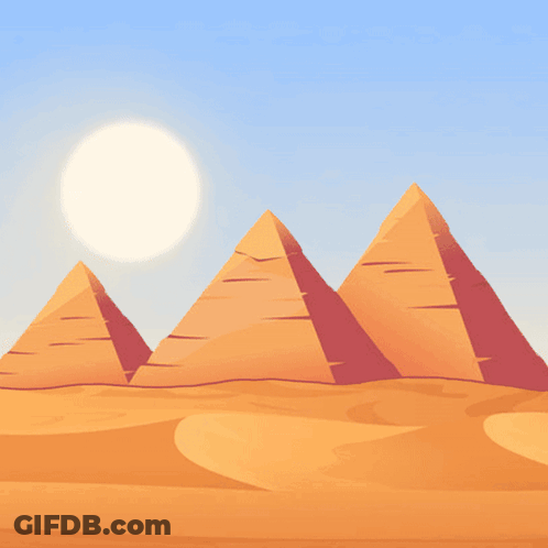 Man Riding Camel Past Pyramids GIF
