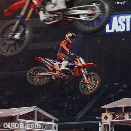 Man Riding Dirt Bike Near Last Sign GIF