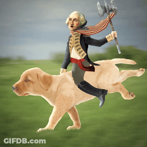 Man Riding Dog With Axe GIF