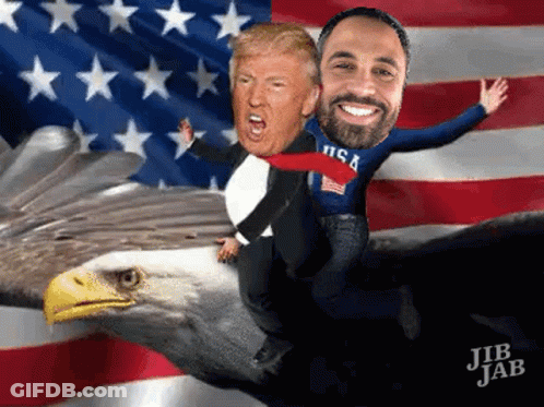Man Riding Eagle With Donald Trump Face GIF