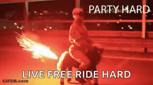 Man Riding Fire-Breathing Pony GIF